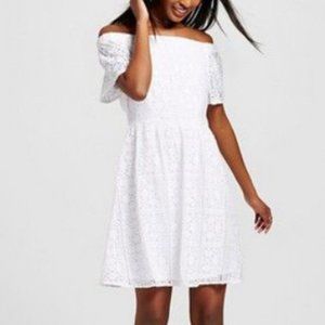 “Mossimo" brand, white lace, off the shoulder, juniors dress - size M